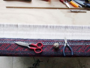 Fringe repairs are accomplished by Sacramento's Kamran's Oriental Rug Bazaar